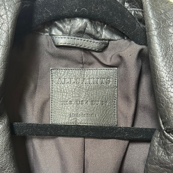 Allsaints Hadi Biker leather jacket sz 4 | black moto jacket EUC - Picture 2 of 16